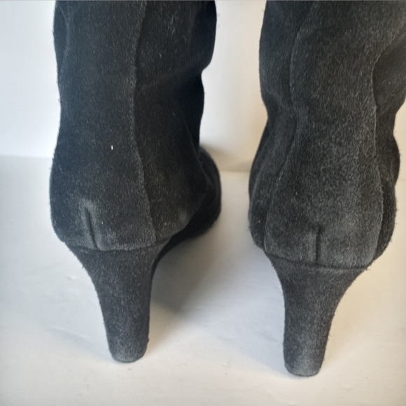 Size 8 vintage Suede Colin Stuart Wedge Leather Boots Lace Up Detail Winter Fall - Picture 13 of 16